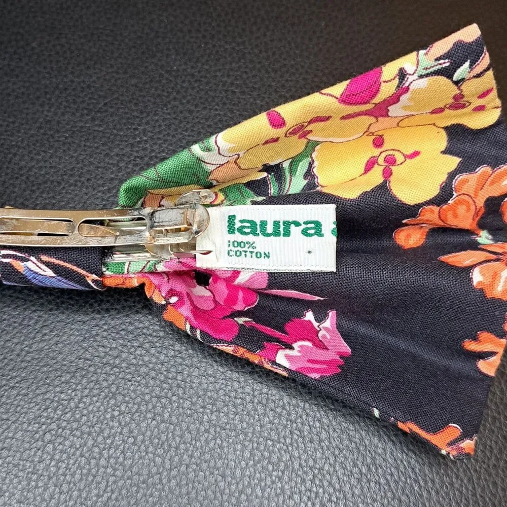 Vintage Laura Ashley Rare Bow Hair Clip 100% Cotton Great Britain